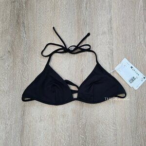 COS Underwired Triangle Bikini Top Halterneck Tie Black Size 6 New With Tags $39